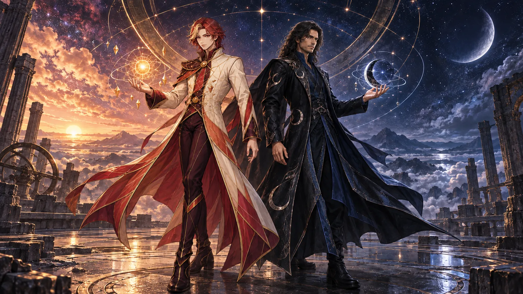 星空を背に並び立つ創造主と救世主